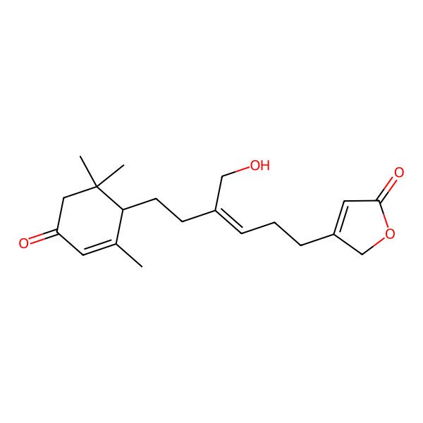 2D Structure of 3-[(Z)-4-(hydroxymethyl)-6-[(1S)-2,6,6-trimethyl-4-oxocyclohex-2-en-1-yl]hex-3-enyl]-2H-furan-5-one