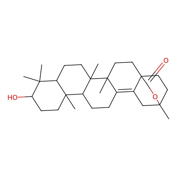 2D Structure of 30-Norolean-13(18)-en-28-oic acid, 3,20-dihydroxy-, delta-lactone, (3beta,20beta)-