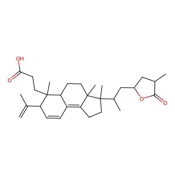2D Structure of 3-[3,3a,6-Trimethyl-3-[1-(4-methyl-5-oxooxolan-2-yl)propan-2-yl]-7-prop-1-en-2-yl-1,2,4,5,5a,7-hexahydrocyclopenta[a]naphthalen-6-yl]propanoic acid