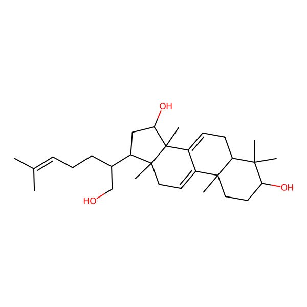 2D Structure of 17-(1-hydroxy-6-methylhept-5-en-2-yl)-4,4,10,13,14-pentamethyl-2,3,5,6,12,15,16,17-octahydro-1H-cyclopenta[a]phenanthrene-3,15-diol