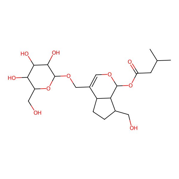 2D Structure of [7-(Hydroxymethyl)-4-[[3,4,5-trihydroxy-6-(hydroxymethyl)oxan-2-yl]oxymethyl]-1,4a,5,6,7,7a-hexahydrocyclopenta[c]pyran-1-yl] 3-methylbutanoate