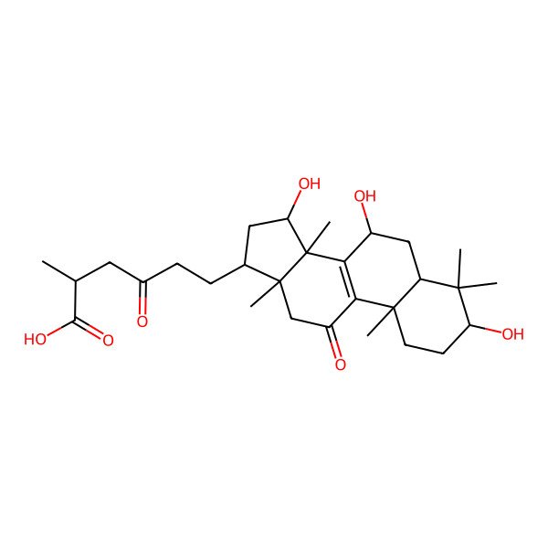 2D Structure of 2-Methyl-4-oxo-6-(3,7,15-trihydroxy-4,4,10,13,14-pentamethyl-11-oxo-1,2,3,5,6,7,12,15,16,17-decahydrocyclopenta[a]phenanthren-17-yl)hexanoic acid
