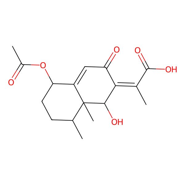 2D Structure of 2-(5-acetyloxy-1-hydroxy-8,8a-dimethyl-3-oxo-5,6,7,8-tetrahydro-1H-naphthalen-2-ylidene)propanoic acid