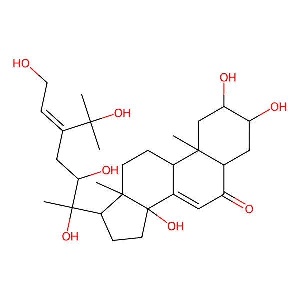 2D Structure of (2S,3R,5R,9R,10R,13R,14S,17S)-2,3,14-trihydroxy-10,13-dimethyl-17-[(Z,2R,3R)-2,3,7-trihydroxy-5-(2-hydroxypropan-2-yl)hept-5-en-2-yl]-2,3,4,5,9,11,12,15,16,17-decahydro-1H-cyclopenta[a]phenanthren-6-one