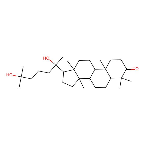 2D Structure of (5R,8R,9S,10R,13S,14R,17R)-17-[(2R)-2,6-dihydroxy-6-methylheptan-2-yl]-4,4,10,13,14-pentamethyl-1,2,5,6,7,8,9,11,12,15,16,17-dodecahydrocyclopenta[a]phenanthren-3-one