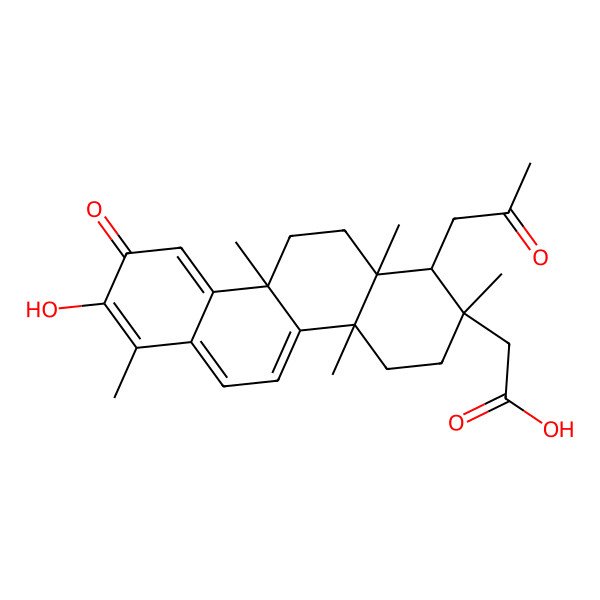 2D Structure of 2-[(1R,2S,4aS,10bR,12aS)-8-hydroxy-2,4a,7,10b,12a-pentamethyl-9-oxo-1-(2-oxopropyl)-3,4,11,12-tetrahydro-1H-chrysen-2-yl]acetic acid