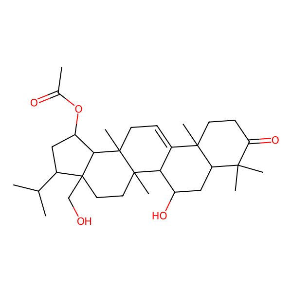2D Structure of [6-hydroxy-3a-(hydroxymethyl)-5a,8,8,11a,13a-pentamethyl-9-oxo-3-propan-2-yl-2,3,4,5,5b,6,7,7a,10,11,13,13b-dodecahydro-1H-cyclopenta[a]chrysen-1-yl] acetate