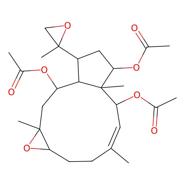 2D Structure of [2,11-Diacetyloxy-4,9,12-trimethyl-15-(2-methyloxiran-2-yl)-5-oxatricyclo[10.3.0.04,6]pentadec-9-en-13-yl] acetate