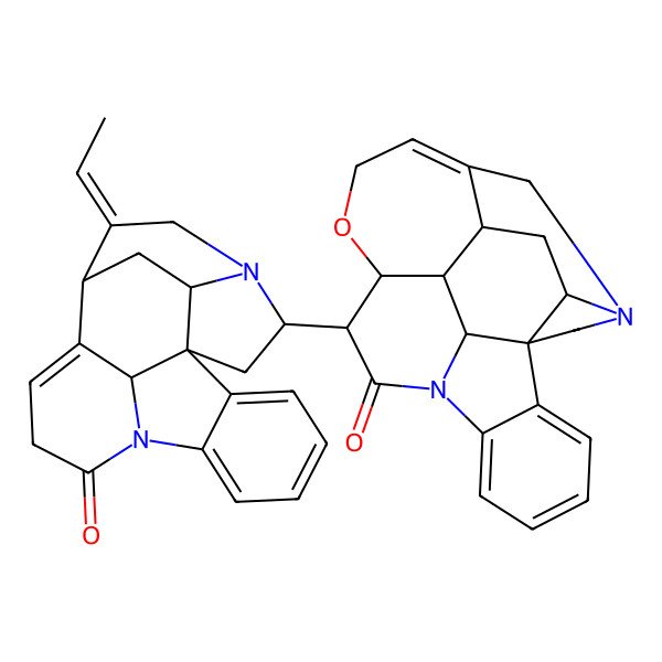 2D Structure of 15-(14-ethylidene-9-oxo-8,16-diazahexacyclo[11.5.2.11,8.02,7.016,19.012,21]henicosa-2,4,6,11-tetraen-17-yl)-4a,5,5a,7,8,13a,15,15a,15b,16-decahydro-2H-4,6-methanoindolo[3,2,1-ij]oxepino[2,3,4-de]pyrrolo[2,3-h]quinolin-14-one