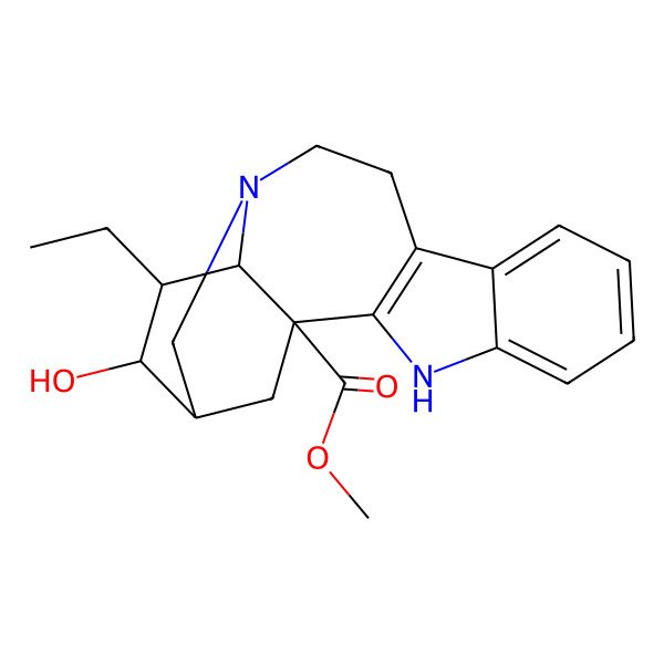 2D Structure of methyl (1S,15R,17R,18S)-17-ethyl-16-hydroxy-3,13-diazapentacyclo[13.3.1.02,10.04,9.013,18]nonadeca-2(10),4,6,8-tetraene-1-carboxylate