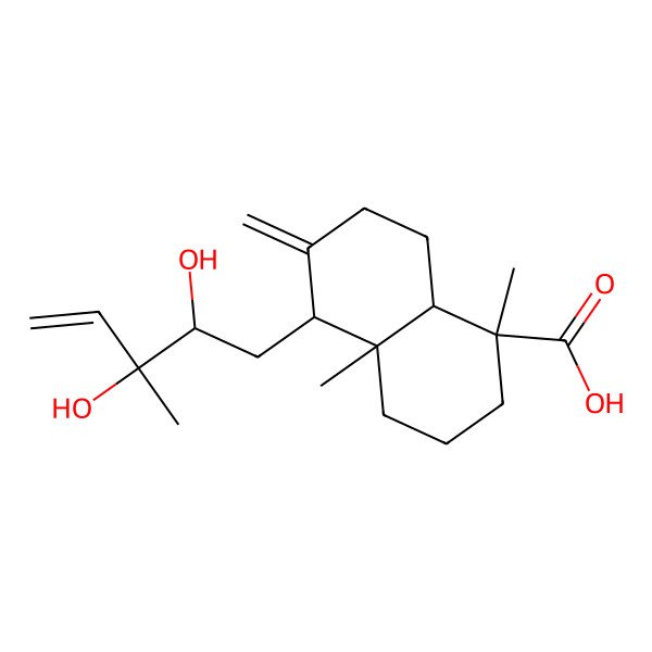 2D Structure of 5-(2,3-dihydroxy-3-methylpent-4-enyl)-1,4a-dimethyl-6-methylidene-3,4,5,7,8,8a-hexahydro-2H-naphthalene-1-carboxylic acid
