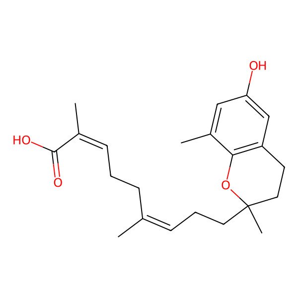 2D Structure of (2Z,6E)-(+)-9-(3,4-Dihydro-6-hydroxy-2,8-dimethyl-2H-1-benzopyran-2-yl)-2,6-dimethyl-2,6-nonadienoic acid