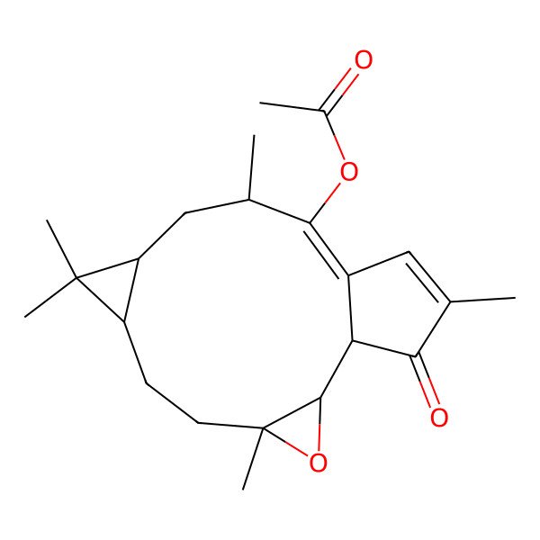 2D Structure of [(1R,2R,4S,7S,9R,11R,12E)-4,8,8,11,15-pentamethyl-16-oxo-3-oxatetracyclo[11.3.0.02,4.07,9]hexadeca-12,14-dien-12-yl] acetate