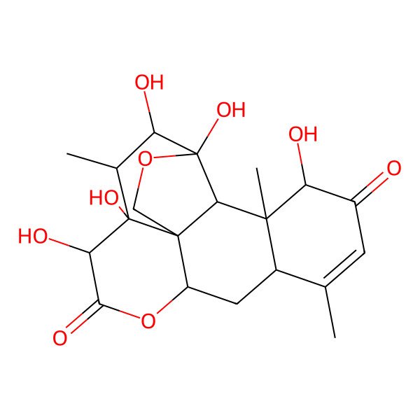 2D Structure of 4,5,7,8,17-Pentahydroxy-6,14,18-trimethyl-3,10-dioxapentacyclo[9.8.0.01,7.04,19.013,18]nonadec-14-ene-9,16-dione