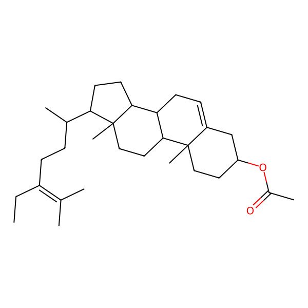 2D Structure of [(3S,8S,9S,10R,13R,14S,17R)-17-[(2R)-5-ethyl-6-methylhept-5-en-2-yl]-10,13-dimethyl-2,3,4,7,8,9,11,12,14,15,16,17-dodecahydro-1H-cyclopenta[a]phenanthren-3-yl] acetate
