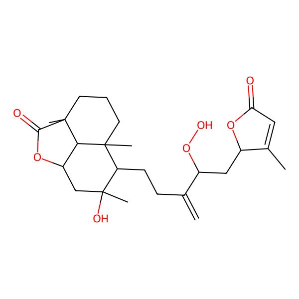 2D Structure of (1S,4R,8S,9R,10R,12R)-9-[(4R)-4-hydroperoxy-3-methylidene-5-[(2S)-3-methyl-5-oxo-2H-furan-2-yl]pentyl]-10-hydroxy-4,8,10-trimethyl-2-oxatricyclo[6.3.1.04,12]dodecan-3-one