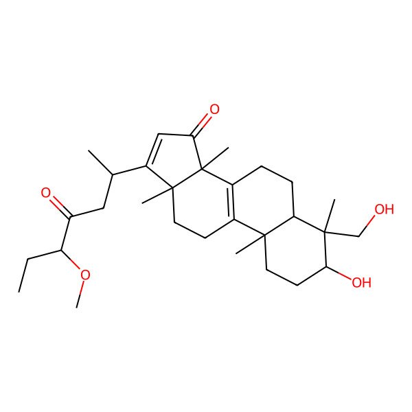 2D Structure of (3S,4S,5R,10S,13R,14S)-3-hydroxy-4-(hydroxymethyl)-17-[(2R,5R)-5-methoxy-4-oxoheptan-2-yl]-4,10,13,14-tetramethyl-1,2,3,5,6,7,11,12-octahydrocyclopenta[a]phenanthren-15-one