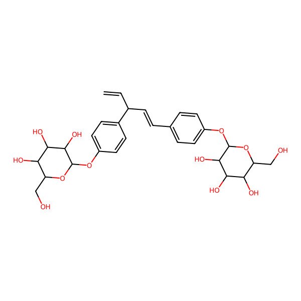 2D Structure of 2-(Hydroxymethyl)-6-[4-[3-[4-[3,4,5-trihydroxy-6-(hydroxymethyl)oxan-2-yl]oxyphenyl]penta-1,4-dienyl]phenoxy]oxane-3,4,5-triol