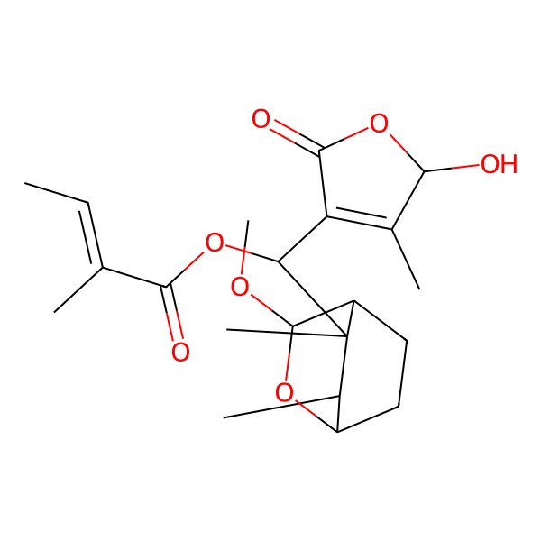 2D Structure of [(2-hydroxy-3-methyl-5-oxo-2H-furan-4-yl)-(3-methoxy-5,6-dimethyl-2-oxabicyclo[2.2.2]octan-5-yl)methyl] 2-methylbut-2-enoate