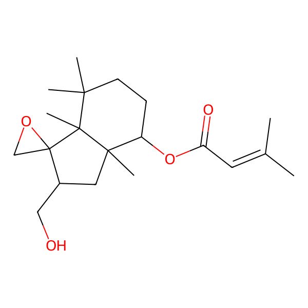 2D Structure of [2-(hydroxymethyl)-3a,7,7,7a-tetramethylspiro[3,4,5,6-tetrahydro-2H-indene-1,2'-oxirane]-4-yl] 3-methylbut-2-enoate