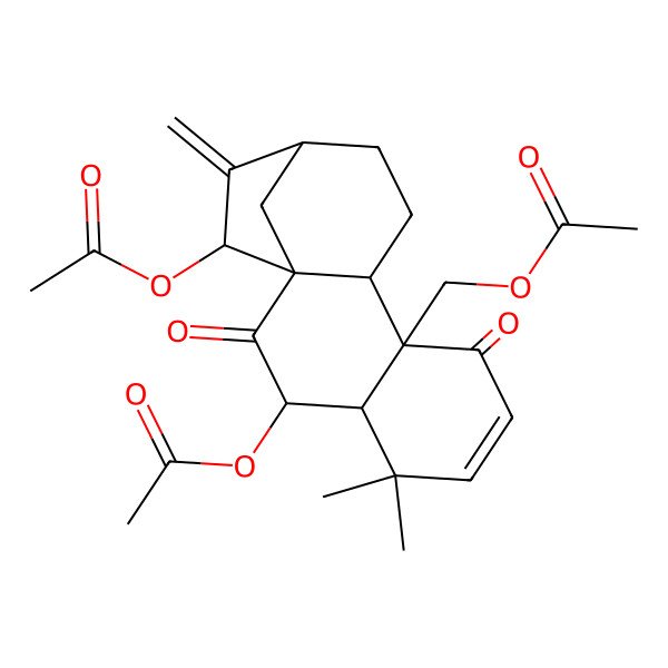 2D Structure of (3,15-Diacetyloxy-5,5-dimethyl-14-methylidene-2,8-dioxo-9-tetracyclo[11.2.1.01,10.04,9]hexadec-6-enyl)methyl acetate