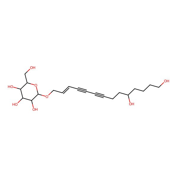 2D Structure of (2R,3R,4S,5S,6R)-2-[(E,10R)-10,14-dihydroxytetradec-2-en-4,6-diynoxy]-6-(hydroxymethyl)oxane-3,4,5-triol
