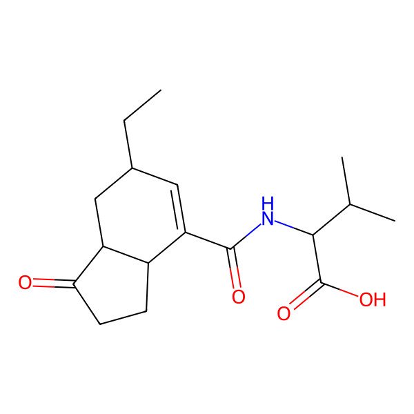 2D Structure of (2S)-2-[[(3aR,6R,7aR)-6-ethyl-1-oxo-2,3,3a,6,7,7a-hexahydroindene-4-carbonyl]amino]-3-methylbutanoic acid