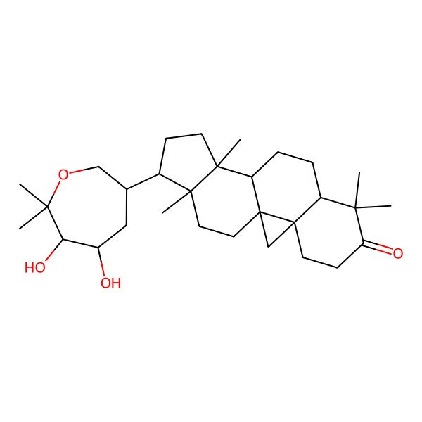 2D Structure of (1S,3R,8R,11S,12S,15R,16R)-15-[(3R,5R,6S)-5,6-dihydroxy-7,7-dimethyloxepan-3-yl]-7,7,12,16-tetramethylpentacyclo[9.7.0.01,3.03,8.012,16]octadecan-6-one