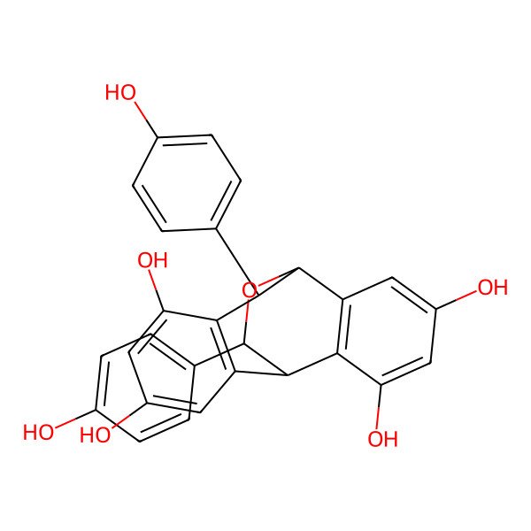2D Structure of (1R,8S,9S,16R)-8,16-bis(4-hydroxyphenyl)-17-oxatetracyclo[7.6.2.02,7.010,15]heptadeca-2(7),3,5,10(15),11,13-hexaene-4,6,12,14-tetrol