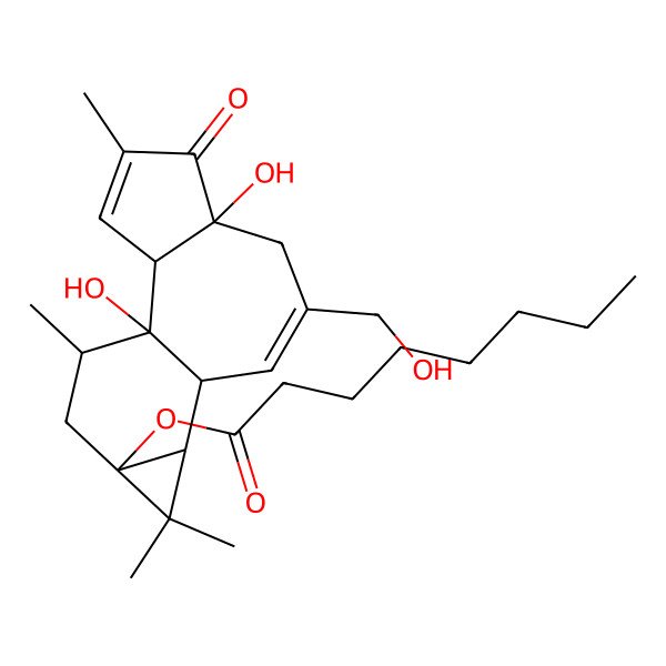 2D Structure of [(1R,2S,6R,10S,11R,13S,15R)-1,6-dihydroxy-8-(hydroxymethyl)-4,12,12,15-tetramethyl-5-oxo-13-tetracyclo[8.5.0.02,6.011,13]pentadeca-3,8-dienyl] octanoate