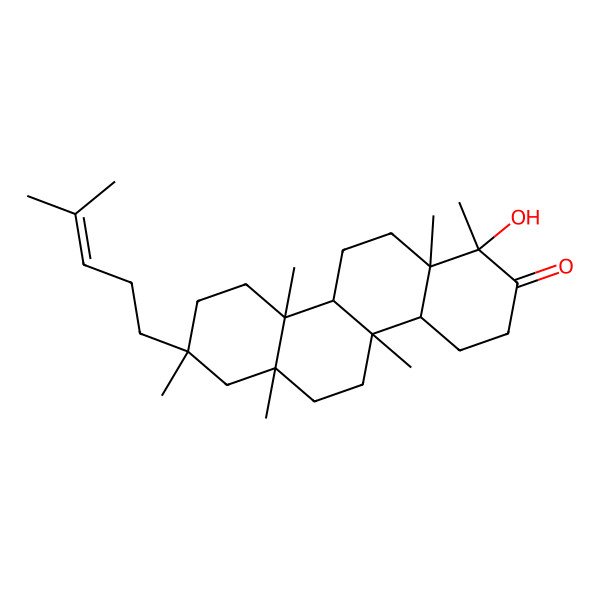 2D Structure of (1R,4aS,4bR,6aS,8R,10aR,10bS,12aS)-1-hydroxy-1,4b,6a,8,10a,12a-hexamethyl-8-(4-methylpent-3-enyl)-4,4a,5,6,7,9,10,10b,11,12-decahydro-3H-chrysen-2-one 2D Structure of (1R,4aS,4bR,6aS,8R,10aR,10bS,12aS)-1-hydroxy-1,4b,6a,8,10a,12a-hexamethyl-8-(4-methylpent-3-enyl)-4,4a,5,6,7,9,10,10b,11,12-decahydro-3H-chrysen-2-one