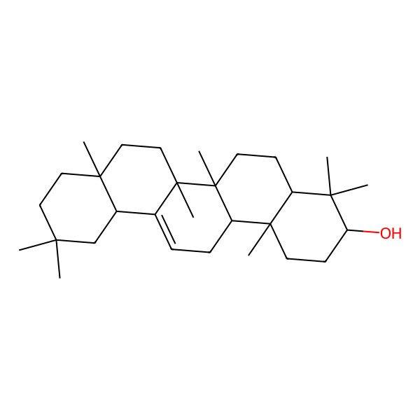 2D Structure of (3R,4aS,6aS,6bR,8aR,12aS,14aR,14bS)-4,4,6a,6b,8a,11,11,14b-octamethyl-1,2,3,4a,5,6,7,8,9,10,12,12a,14,14a-tetradecahydropicen-3-ol