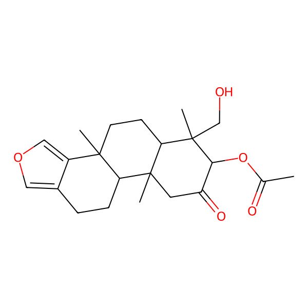 2D Structure of [(3bR,5aR,6S,7S,9aR,9bR)-6-(hydroxymethyl)-3b,6,9a-trimethyl-8-oxo-4,5,5a,7,9,9b,10,11-octahydronaphtho[2,1-e][2]benzofuran-7-yl] acetate