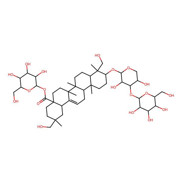 2D Structure of [3,4,5-Trihydroxy-6-(hydroxymethyl)oxan-2-yl] 10-[3,5-dihydroxy-4-[3,4,5-trihydroxy-6-(hydroxymethyl)oxan-2-yl]oxyoxan-2-yl]oxy-2,9-bis(hydroxymethyl)-2,6a,6b,9,12a-pentamethyl-1,3,4,5,6,6a,7,8,8a,10,11,12,13,14b-tetradecahydropicene-4a-carboxylate