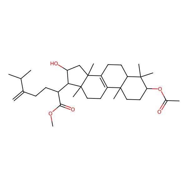 2D Structure of methyl (2R)-2-[(3R,5S,10S,13S,14R,16S,17S)-3-acetyloxy-16-hydroxy-4,4,10,13,14-pentamethyl-2,3,5,6,7,11,12,15,16,17-decahydro-1H-cyclopenta[a]phenanthren-17-yl]-6-methyl-5-methylideneheptanoate