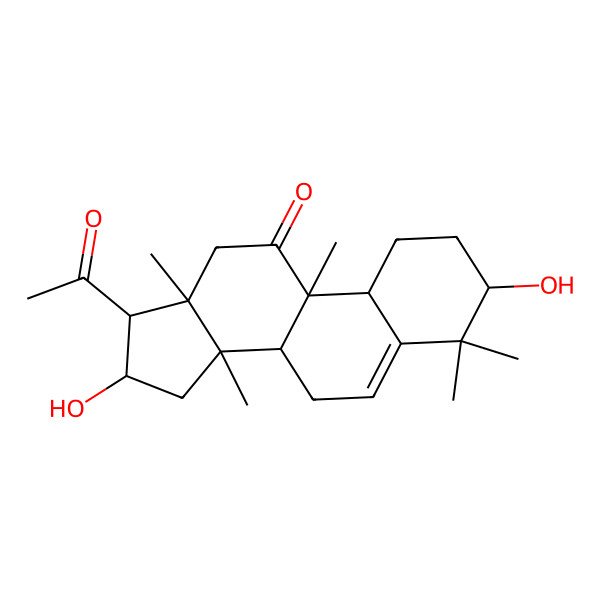 2D Structure of (3R,8S,9R,10R,13R,14S,16R,17R)-17-acetyl-3,16-dihydroxy-4,4,9,13,14-pentamethyl-1,2,3,7,8,10,12,15,16,17-decahydrocyclopenta[a]phenanthren-11-one