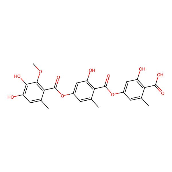 2D Structure of 4-[4-(3,4-Dihydroxy-2-methoxy-6-methylbenzoyl)oxy-2-hydroxy-6-methylbenzoyl]oxy-2-hydroxy-6-methylbenzoic acid