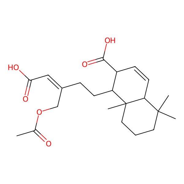 2D Structure of (1R,2S,4aR,8aS)-1-[(E)-3-(acetyloxymethyl)-4-carboxybut-3-enyl]-5,5,8a-trimethyl-1,2,4a,6,7,8-hexahydronaphthalene-2-carboxylic acid