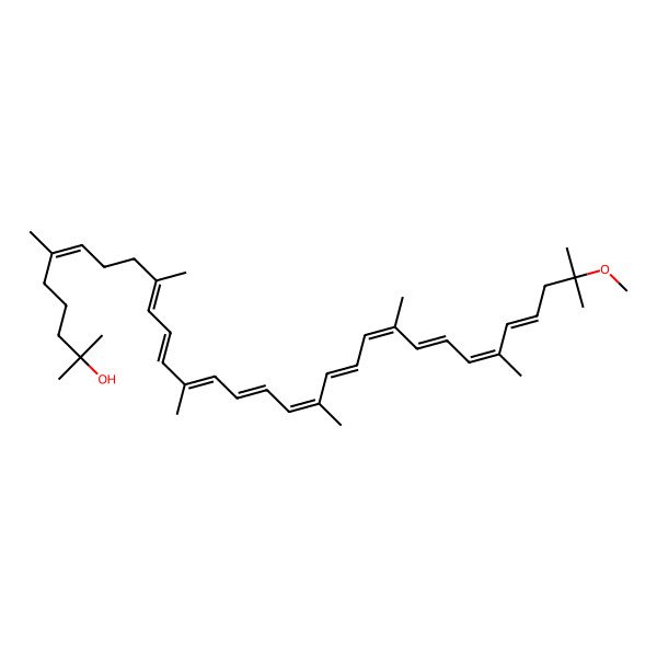 2D Structure of 31-Methoxy-2,6,10,14,19,23,27,31-octamethyldotriaconta-6,10,12,14,16,18,20,22,24,26,28-undecaen-2-ol