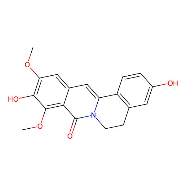 2D Structure of 3,10-Dihydroxy-9,11-dimethoxy-5,6-dihydroisoquinolino[2,1-b]isoquinolin-8-one