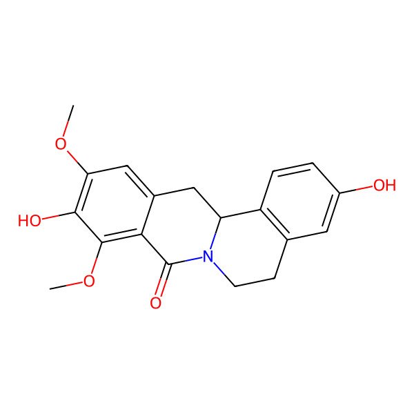 2D Structure of 3,10-Dihydroxy-9,11-dimethoxy-5,6,13,13a-tetrahydroisoquinolino[2,1-b]isoquinolin-8-one