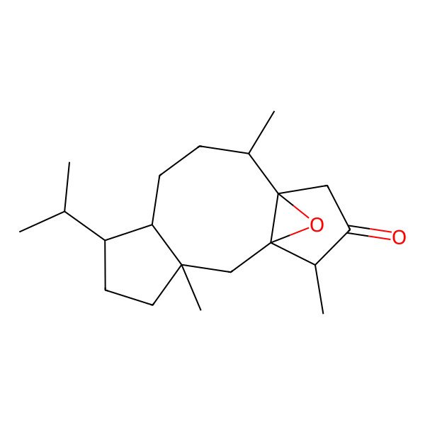 2D Structure of 3,10,14-Trimethyl-6-propan-2-yl-15-oxatetracyclo[9.3.1.01,11.03,7]pentadecan-13-one