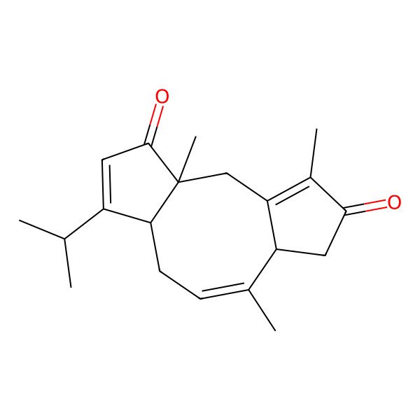 2D Structure of 3,10,14-Trimethyl-6-propan-2-yltricyclo[9.3.0.03,7]tetradeca-1(14),5,9-triene-4,13-dione