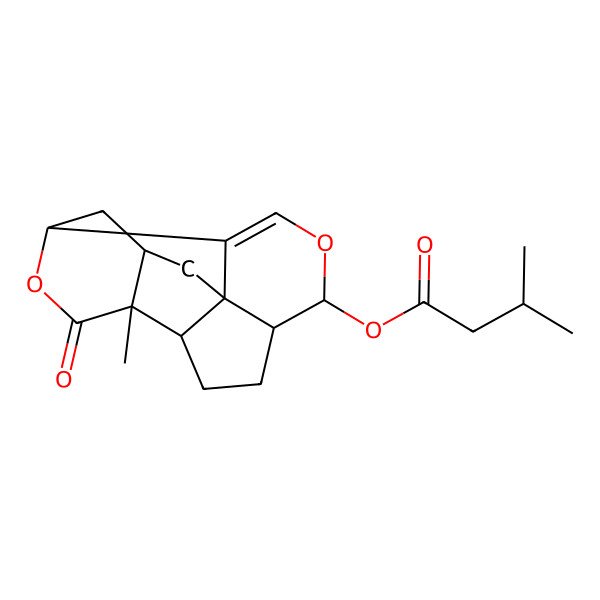 2D Structure of [(1S,5S,6S,9R,10R,13S,15S)-10-methyl-11-oxo-4,12-dioxapentacyclo[7.7.0.01,6.02,13.010,15]hexadec-2-en-5-yl] 3-methylbutanoate