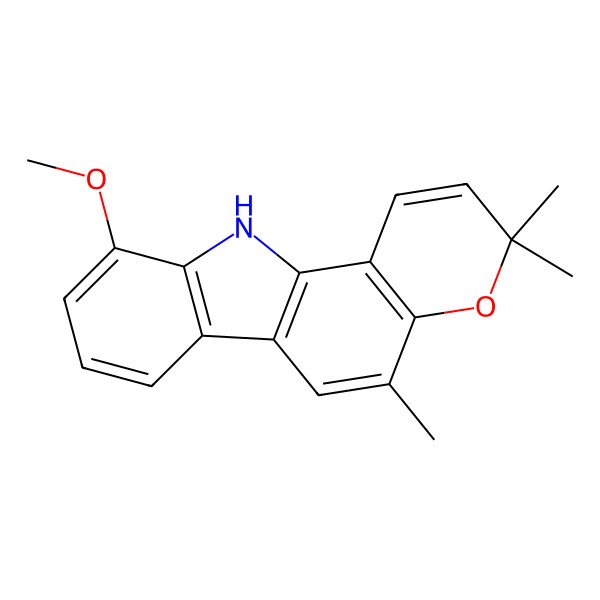 2D Structure of 3,11-Dihydro-10-methoxy-3,3,5-trimethylpyrano[3,2-a]carbazole