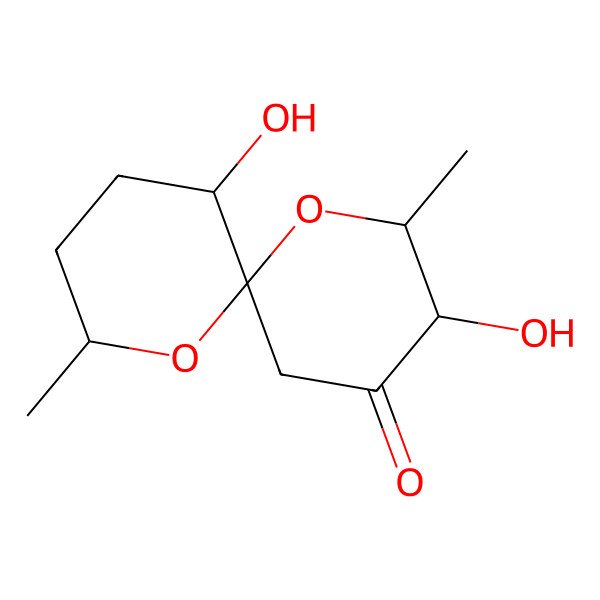 2D Structure of 3,11-Dihydroxy-2,8-dimethyl-1,7-dioxaspiro[5.5]undecan-4-one