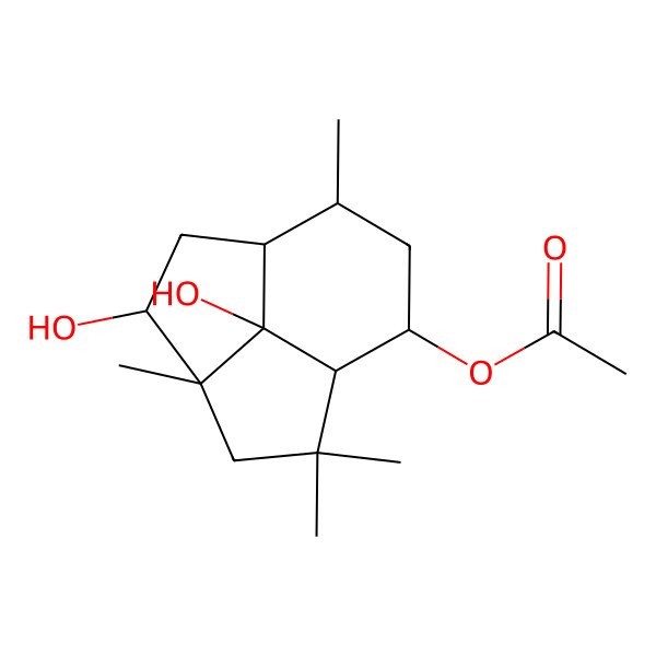 2D Structure of (3,11-Dihydroxy-4,6,6,10-tetramethyl-8-tricyclo[5.3.1.04,11]undecanyl) acetate