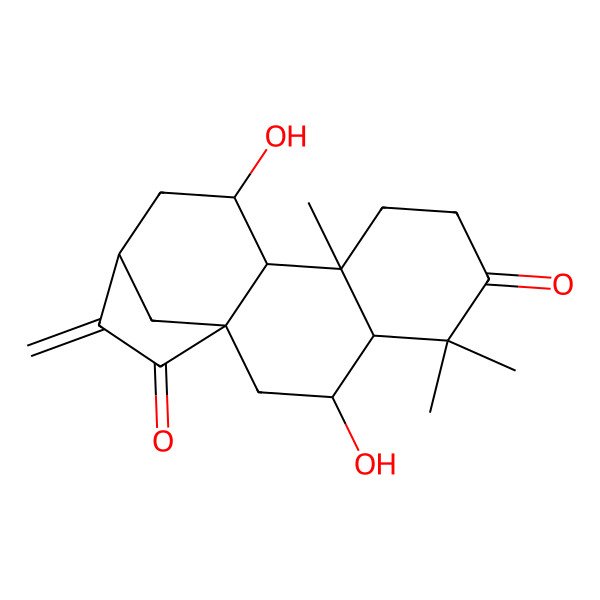 2D Structure of 3,11-Dihydroxy-5,5,9-trimethyl-14-methylidenetetracyclo[11.2.1.01,10.04,9]hexadecane-6,15-dione