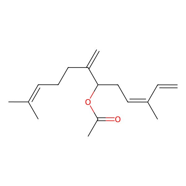 2D Structure of (3,11-Dimethyl-7-methylidenedodeca-1,3,10-trien-6-yl) acetate