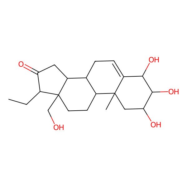 2D Structure of 17-Ethyl-2,3,4-trihydroxy-13-(hydroxymethyl)-10-methyl-1,2,3,4,7,8,9,11,12,14,15,17-dodecahydrocyclopenta[a]phenanthren-16-one